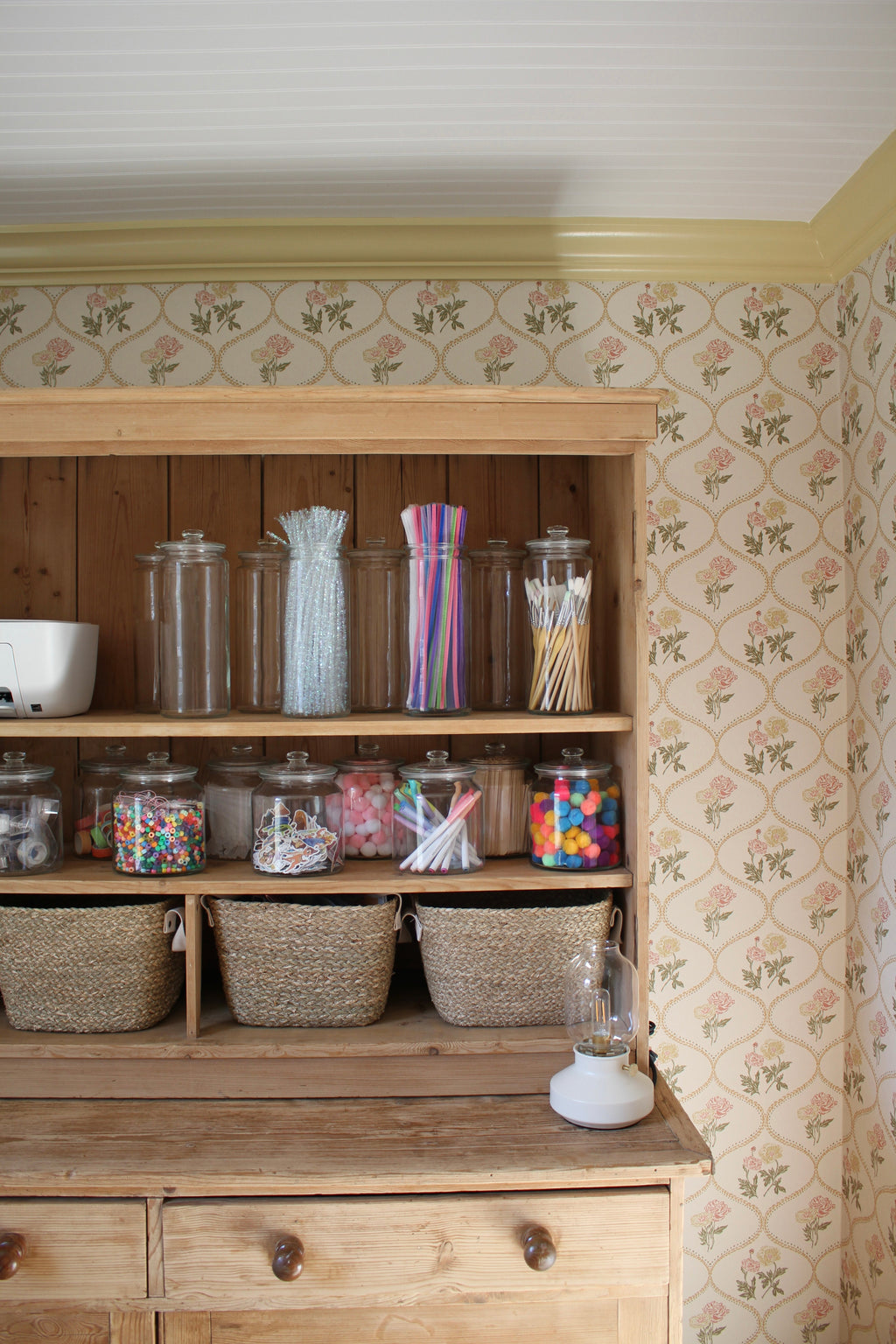 Avenly Vintage Floral Wallpaper, Sage-Green and Terracotta