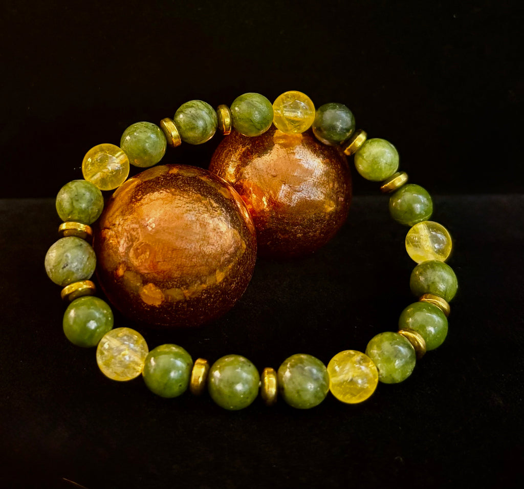 The Prosperity & Growth Touchstone | Green Jade & Citrine Intention Bracelet