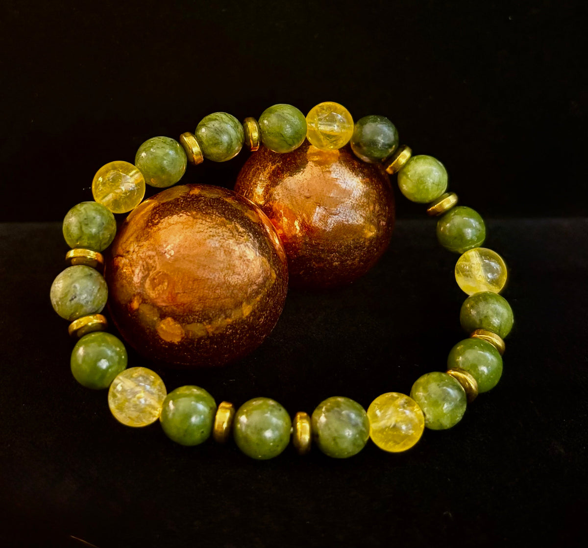 The Prosperity & Growth Touchstone | Green Jade & Citrine Intention Bracelet