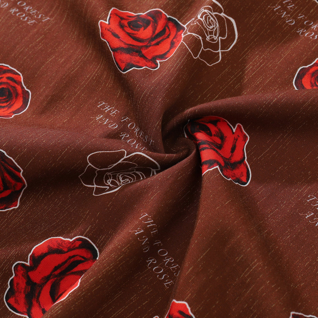 Men's Gorgeous Rose Print Hawaiian Shirt Short Sleeve Button Down