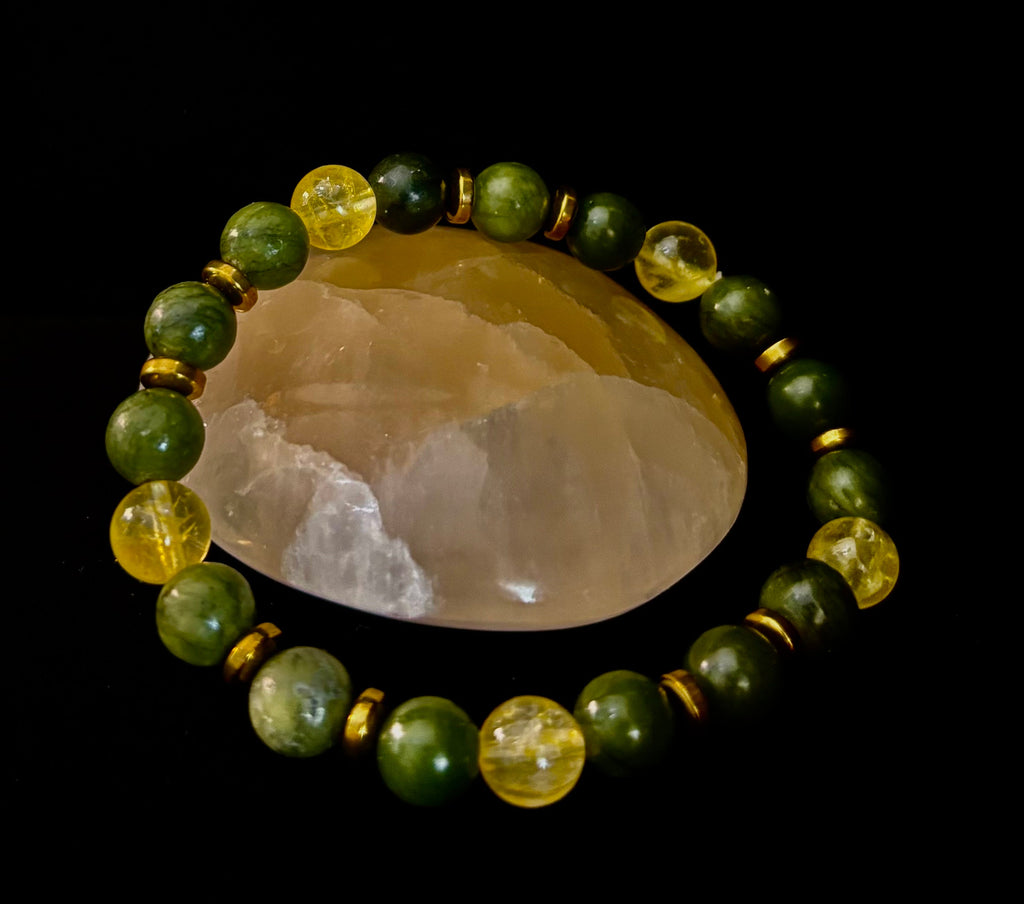 The Prosperity & Growth Touchstone | Green Jade & Citrine Intention Bracelet