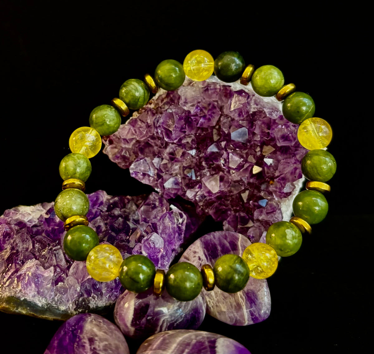 The Prosperity & Growth Touchstone | Green Jade & Citrine Intention Bracelet