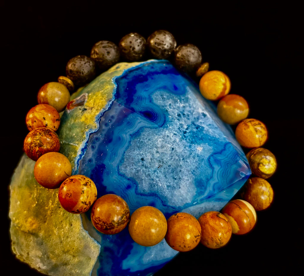 The Terra Grounding Anchor | Picture Jasper & Black Lava Essential Oil Diffuser Bracelet