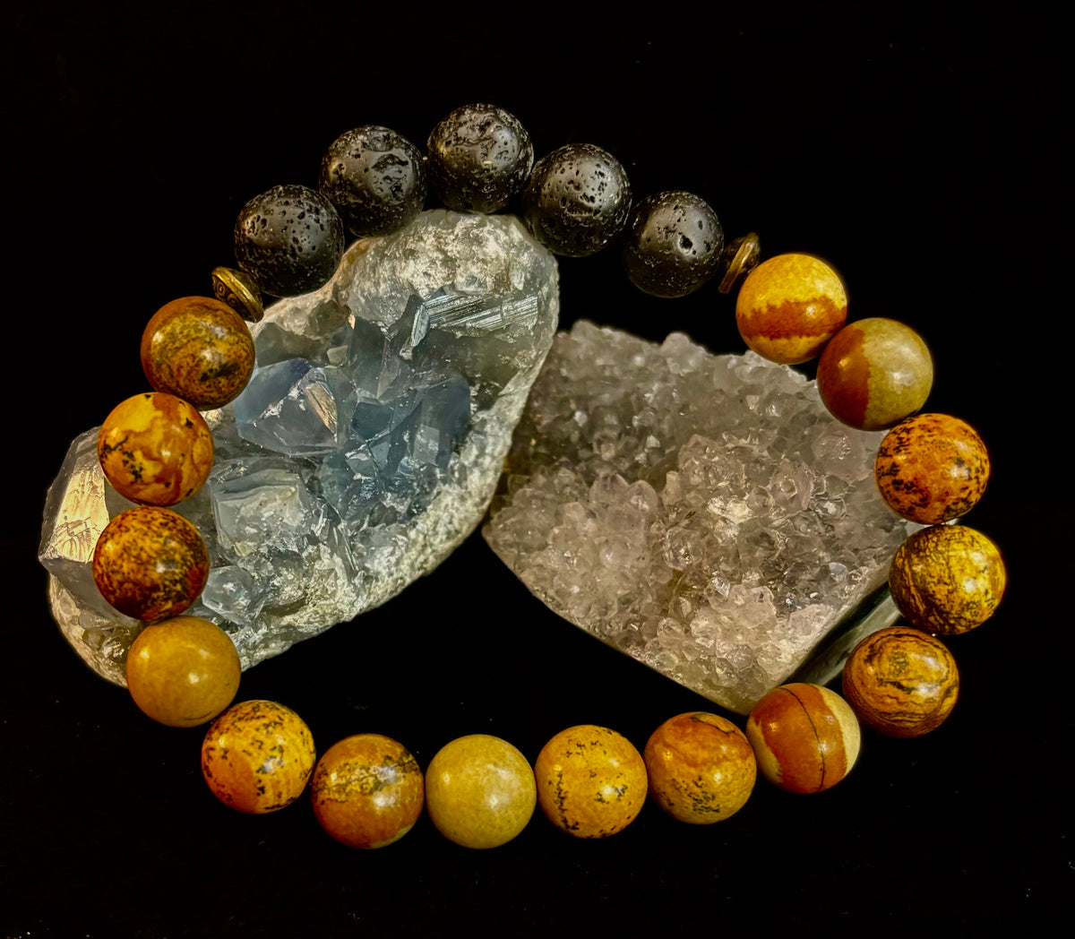 The Terra Grounding Anchor | Picture Jasper & Black Lava Essential Oil Diffuser Bracelet