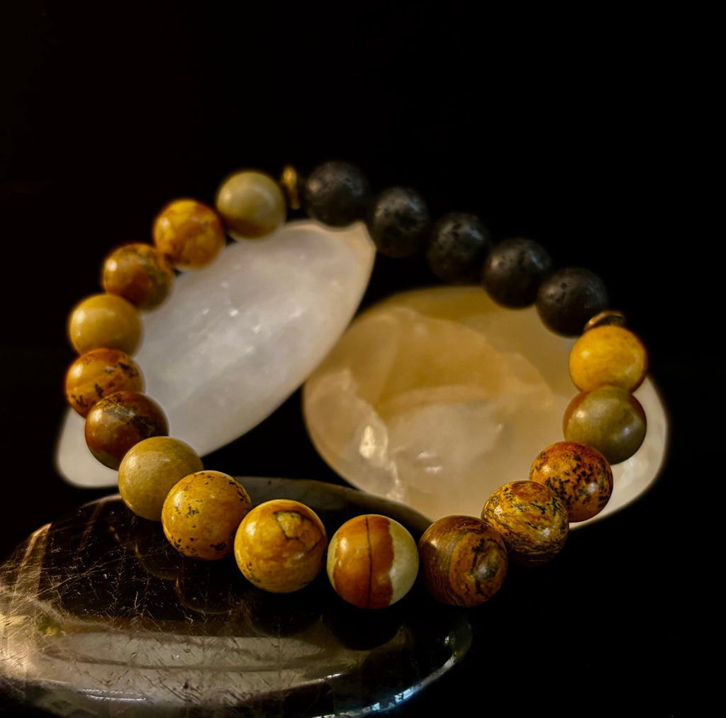 The Terra Grounding Anchor | Picture Jasper & Black Lava Essential Oil Diffuser Bracelet