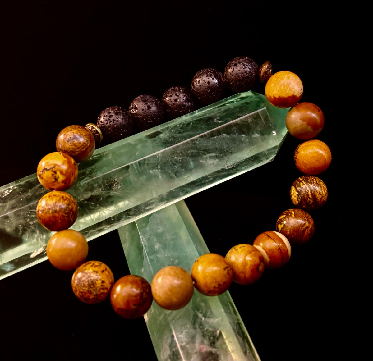The Terra Grounding Anchor | Picture Jasper & Black Lava Essential Oil Diffuser Bracelet