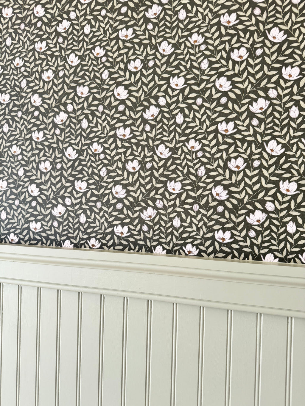 Eliana Floral Wallpaper Sage Green Cottagecore Wall Decor