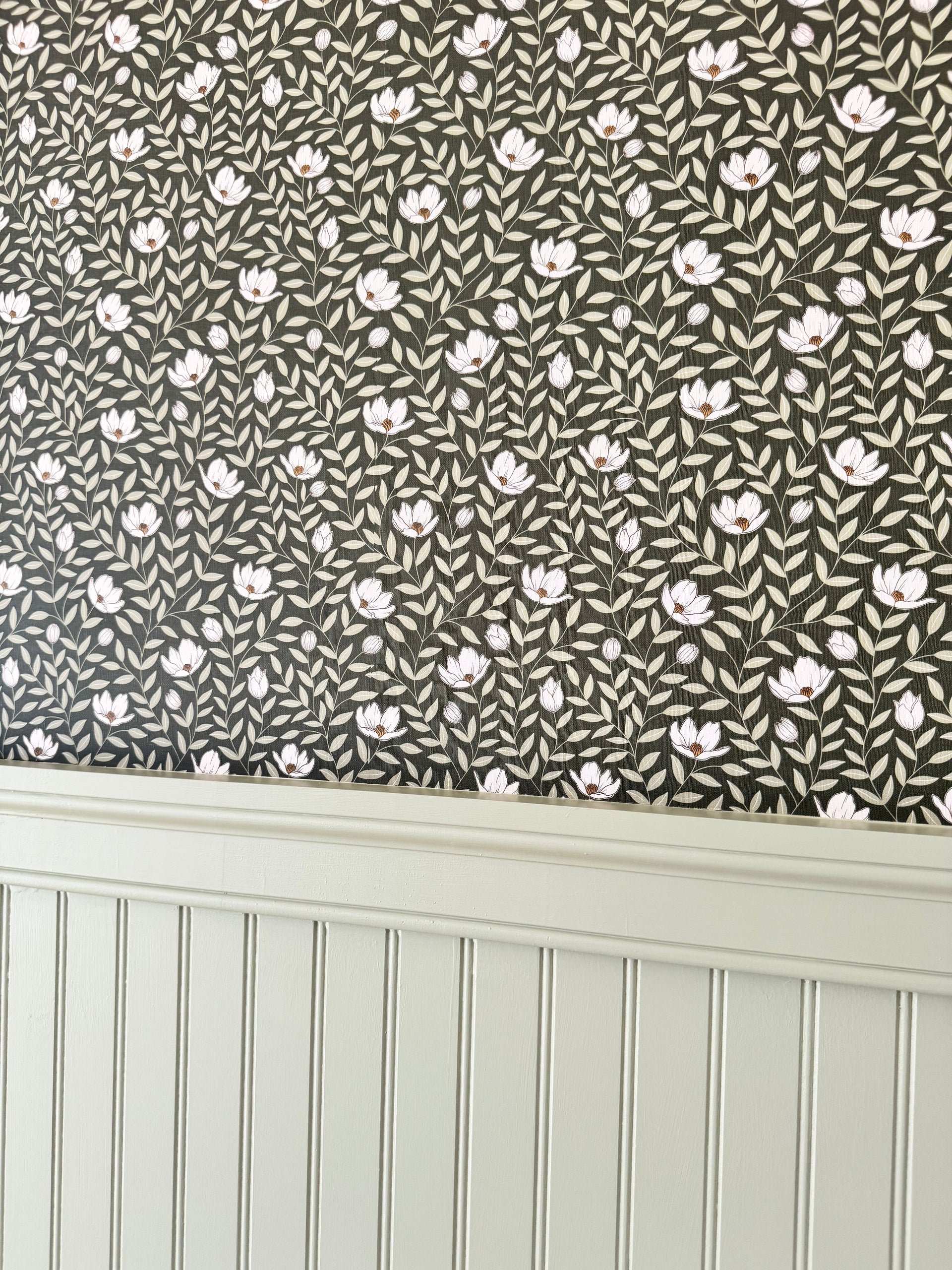 Eliana Floral Wallpaper Sage Green Cottagecore Wall Decor