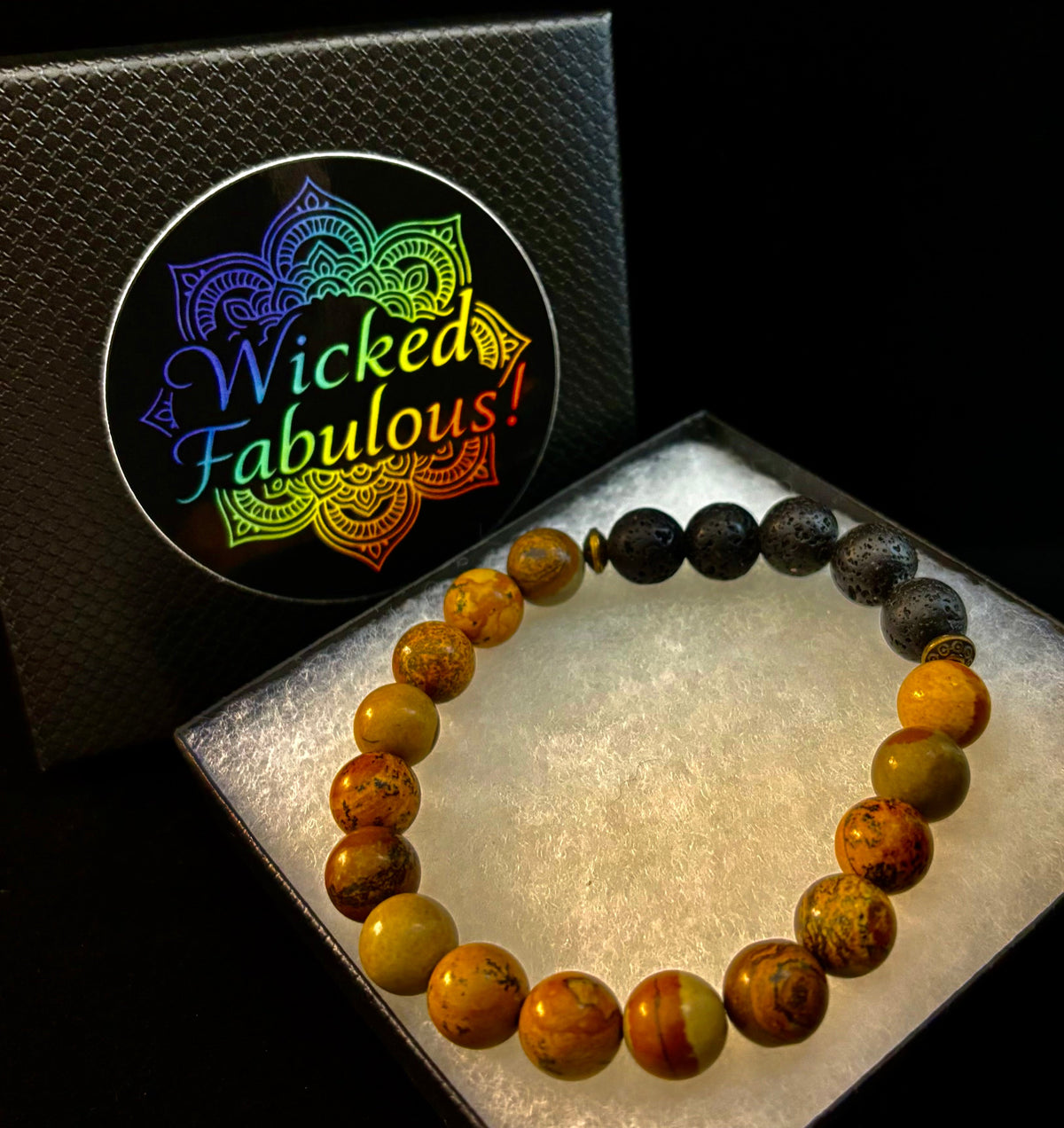 The Terra Grounding Anchor | Picture Jasper & Black Lava Essential Oil Diffuser Bracelet