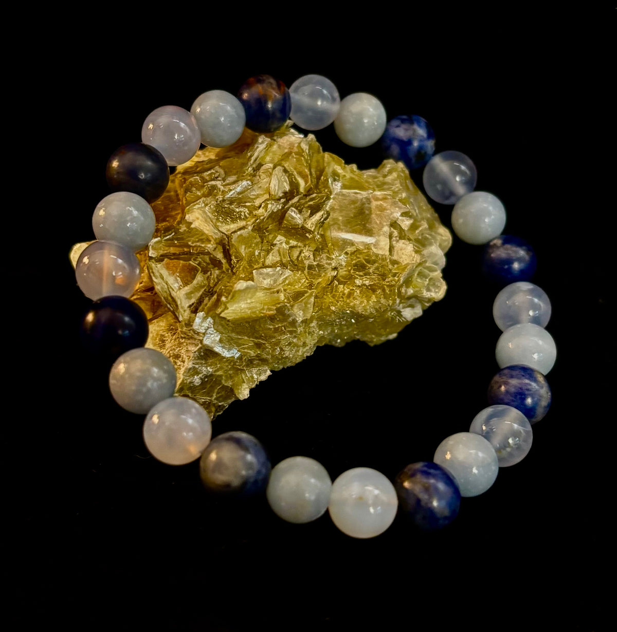 The Sacred Calm Trio | Sodalite, Chalcedony & Angelite Intention Bracelet