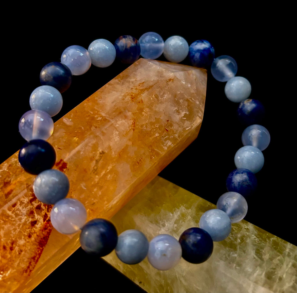 The Sacred Calm Trio | Sodalite, Chalcedony & Angelite Intention Bracelet
