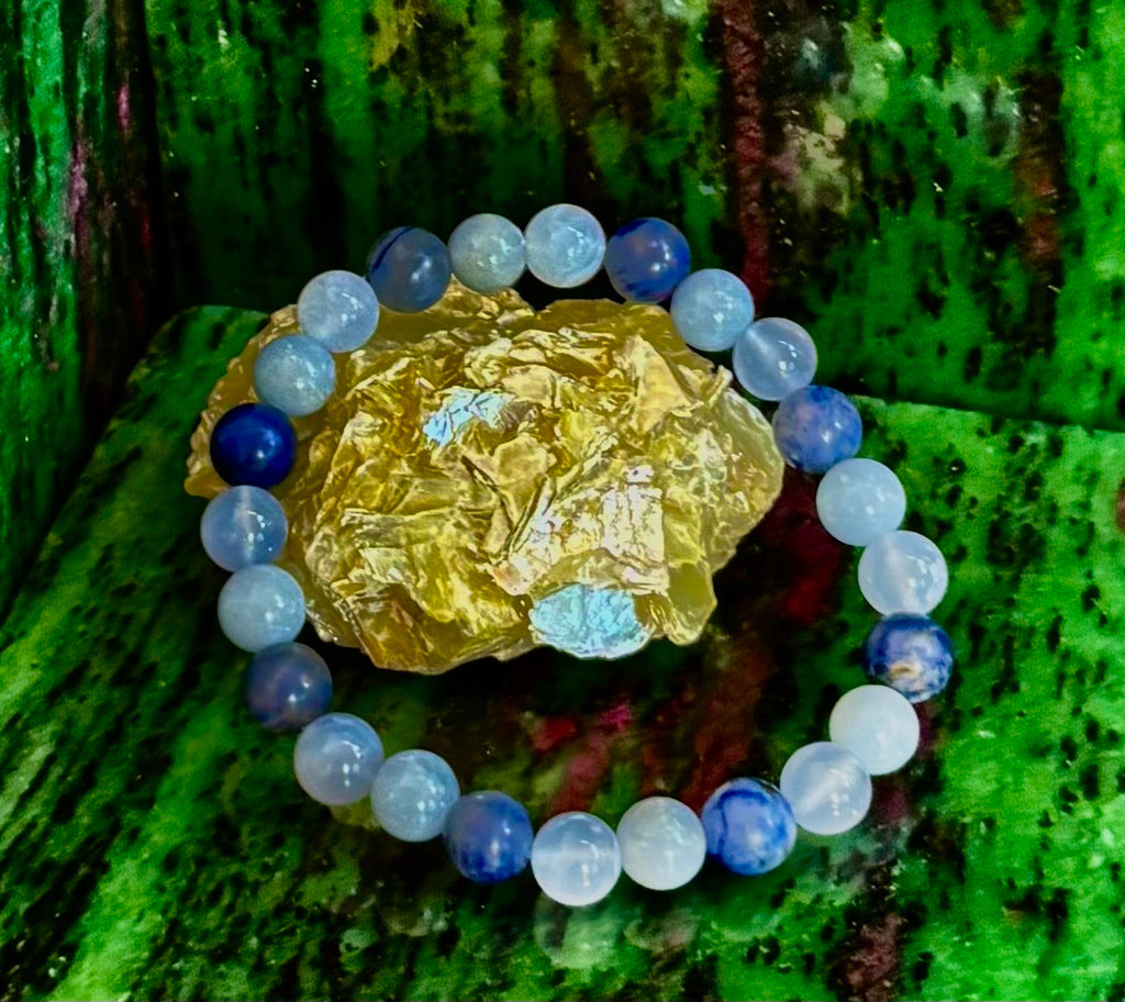 The Sacred Calm Trio | Sodalite, Chalcedony & Angelite Intention Bracelet