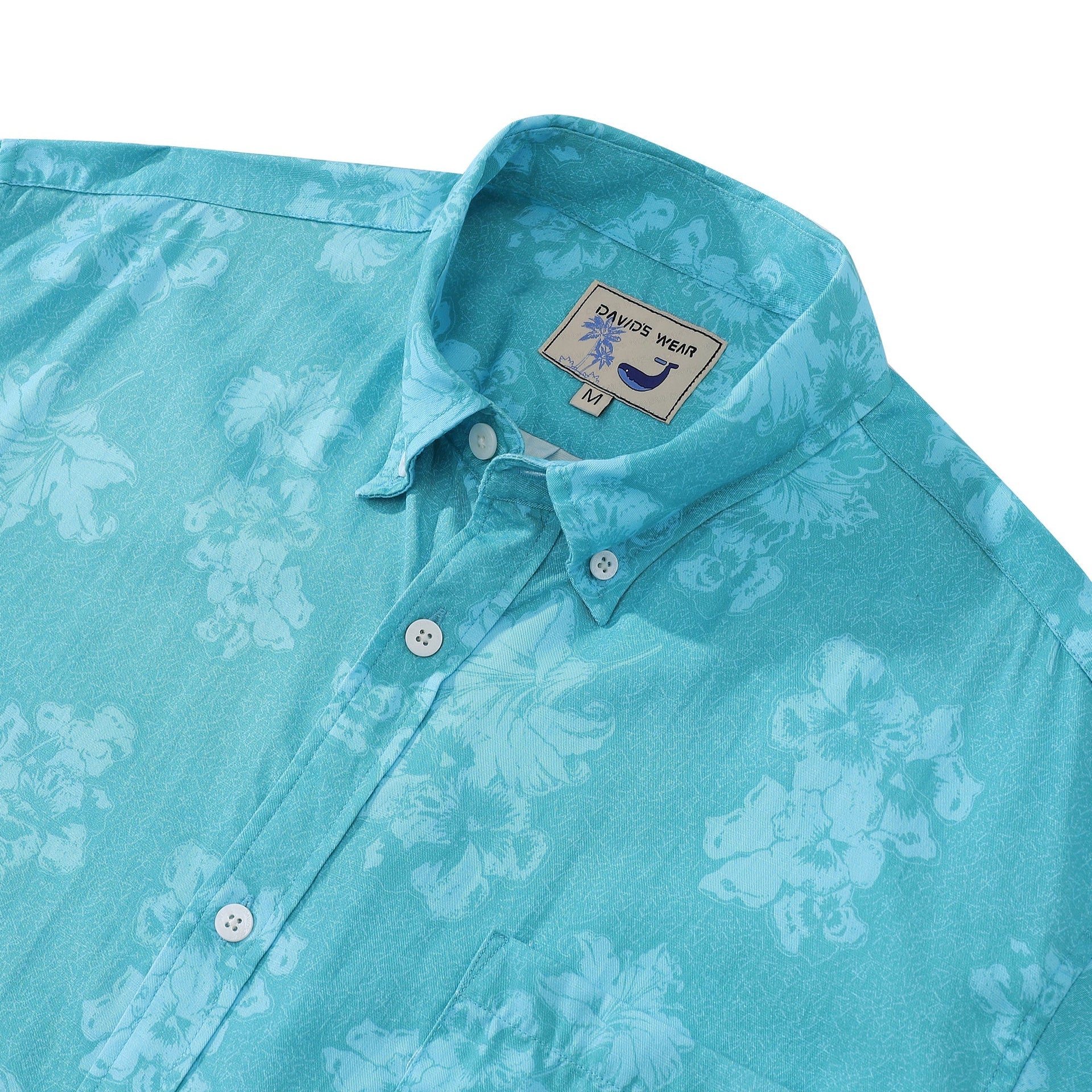 Blue Lily Print Short Sleeve Hawaiian Shirt