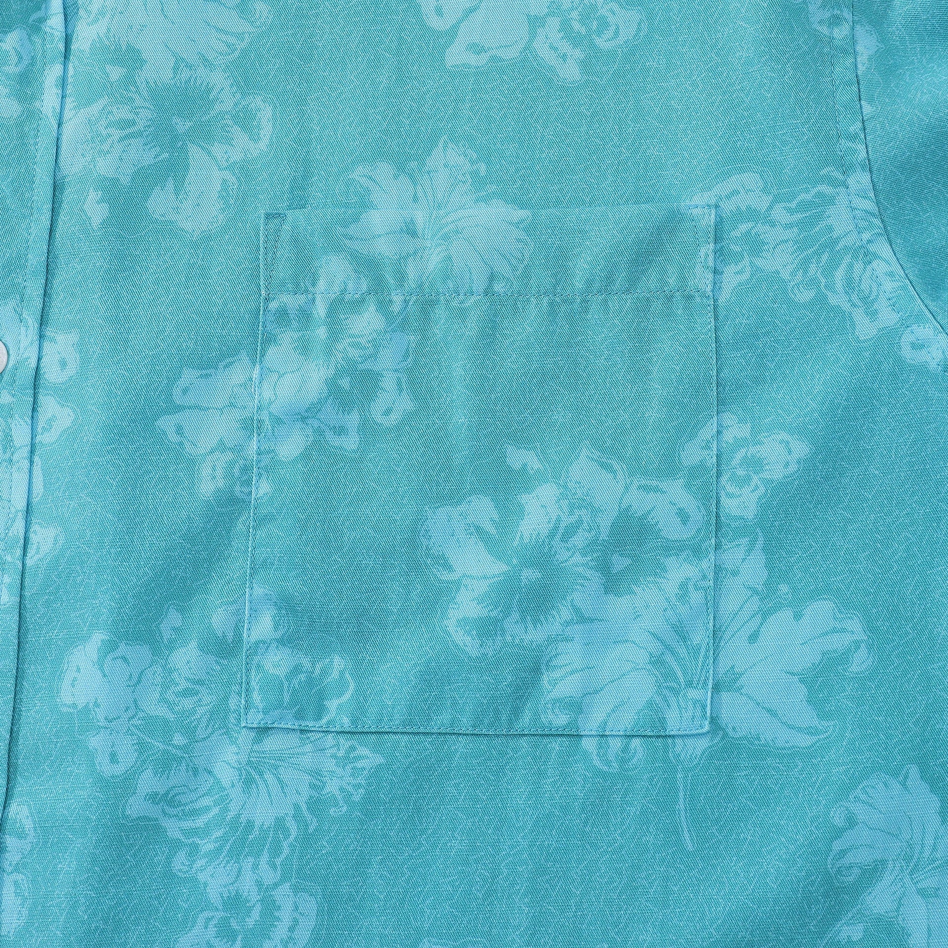 Blue Lily Print Short Sleeve Hawaiian Shirt