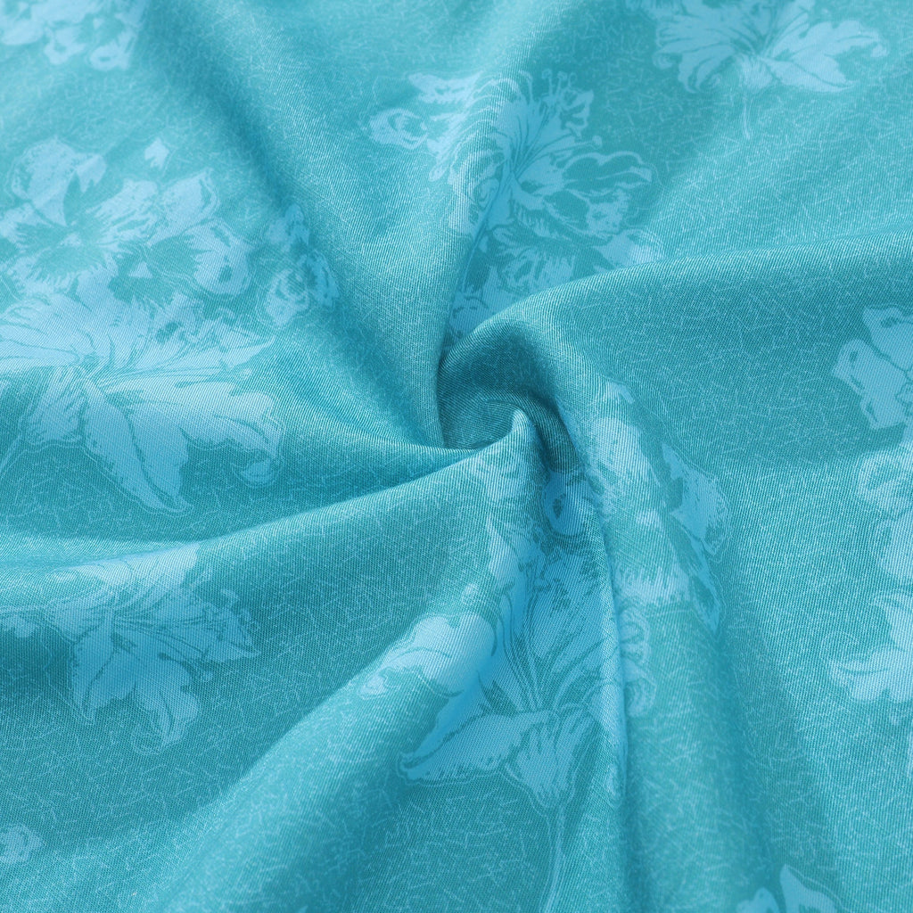 Blue Lily Print Short Sleeve Hawaiian Shirt