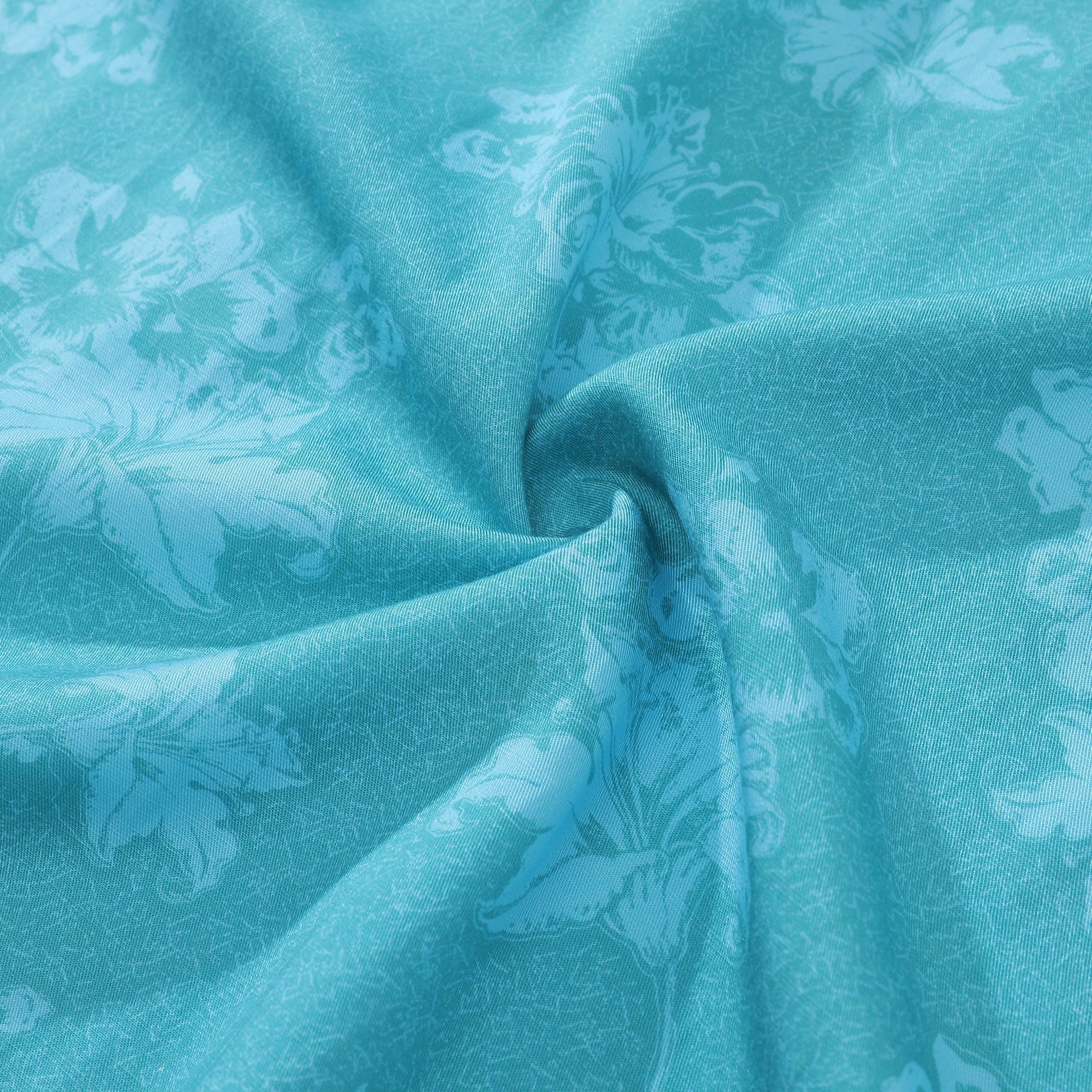 Blue Lily Print Short Sleeve Hawaiian Shirt