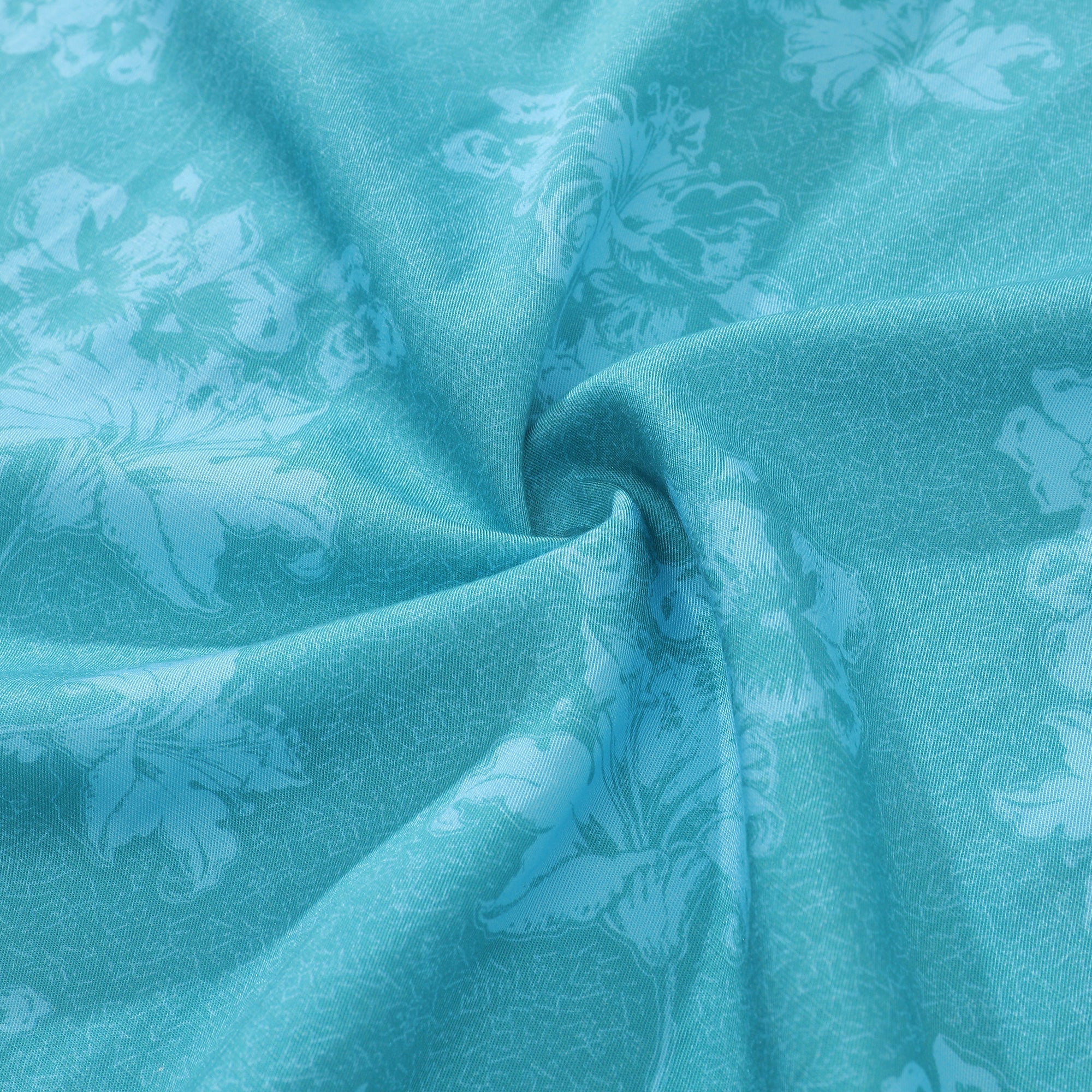 Blue Lily Print Short Sleeve Hawaiian Shirt