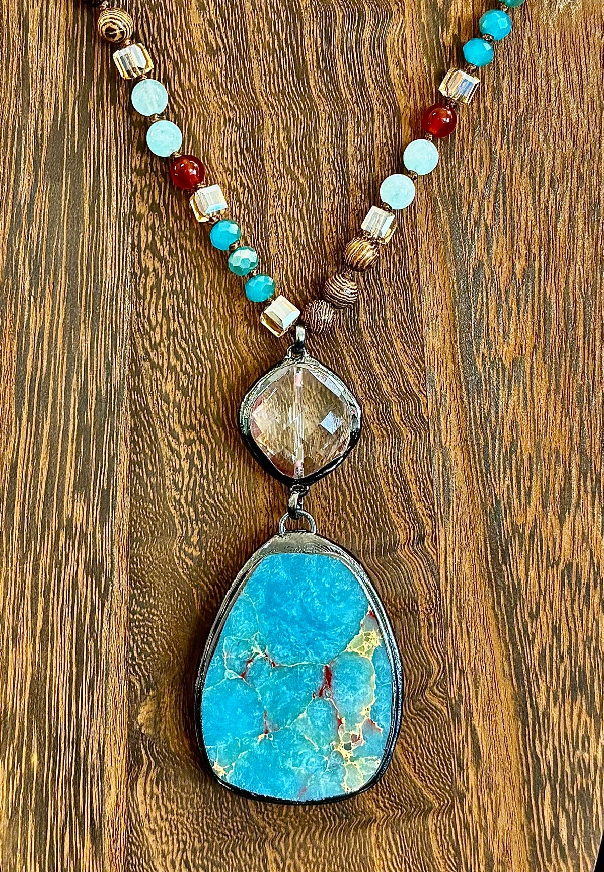 Statement Amazonite Pendant Necklace - Truth, Harmony & Calm