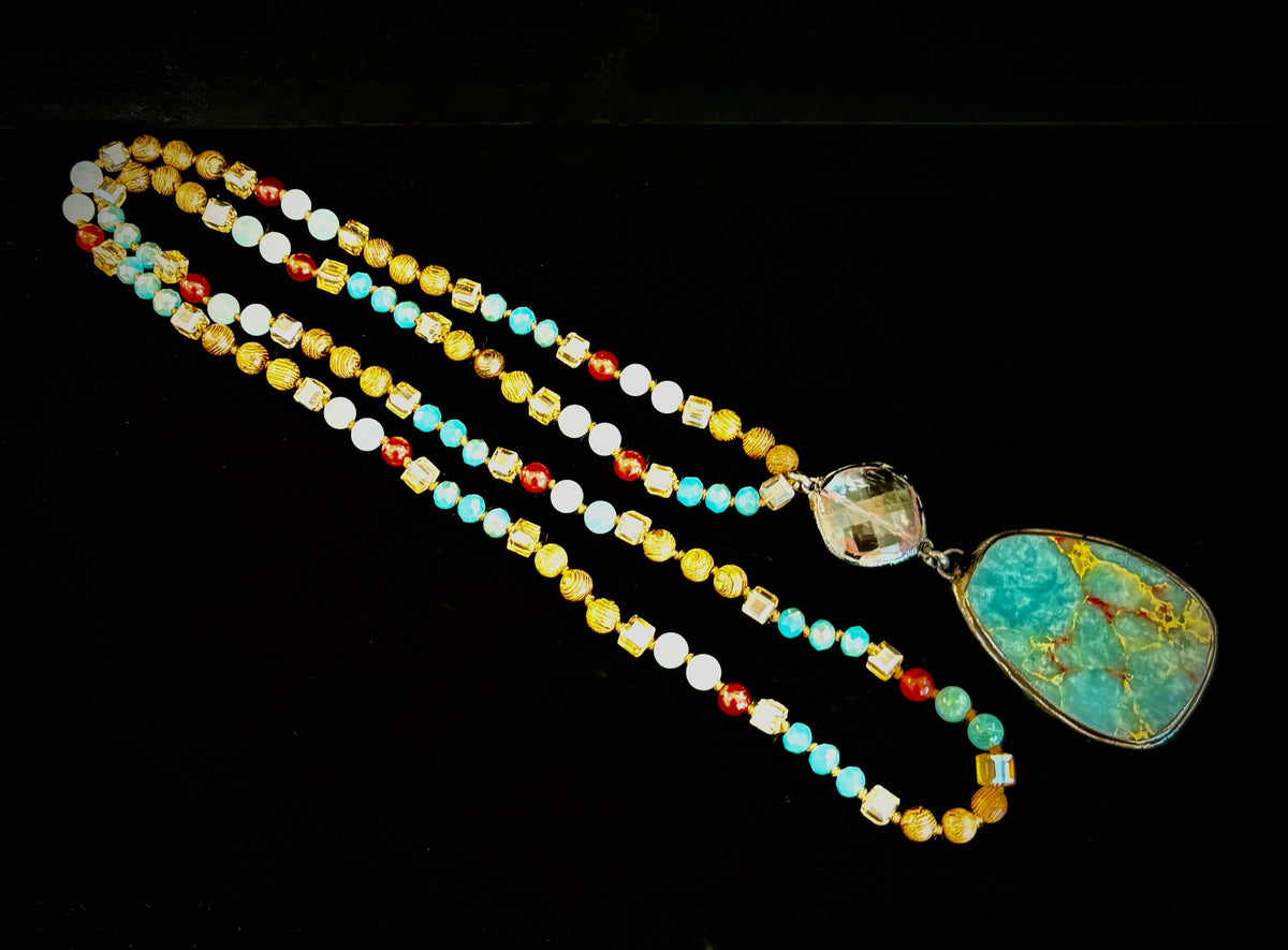 Statement Amazonite Pendant Necklace - Truth, Harmony & Calm