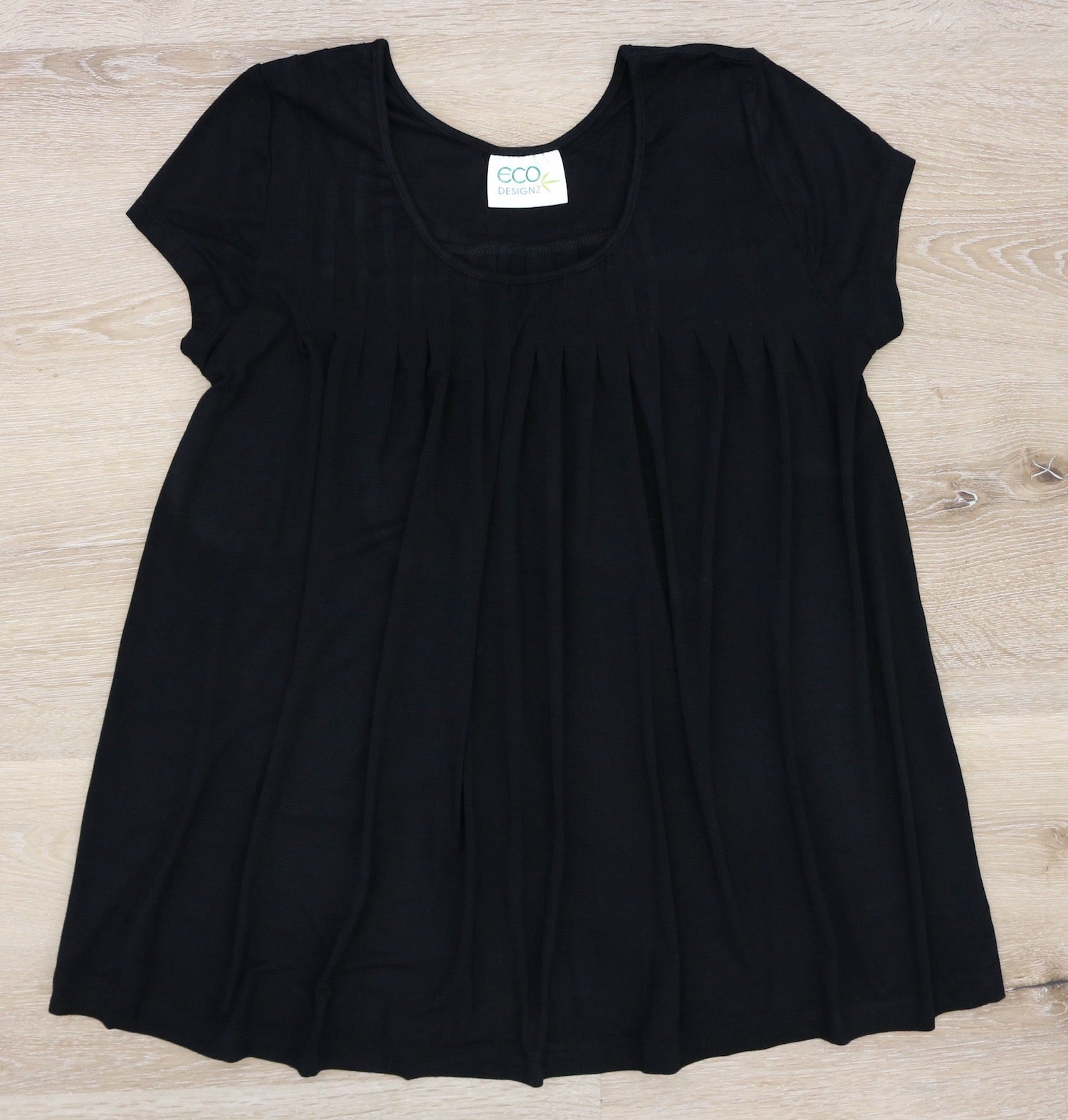 Women's Bamboo Viscose Pleated Lounge Top Black