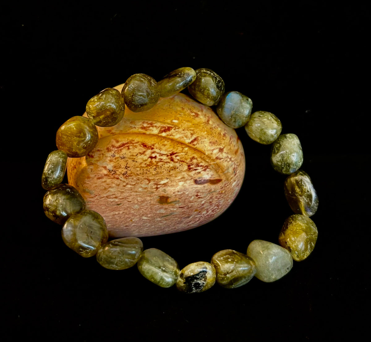 Cosmic Pebble Magic – Tumbled Natural Labradorite Bracelet (10–12mm)