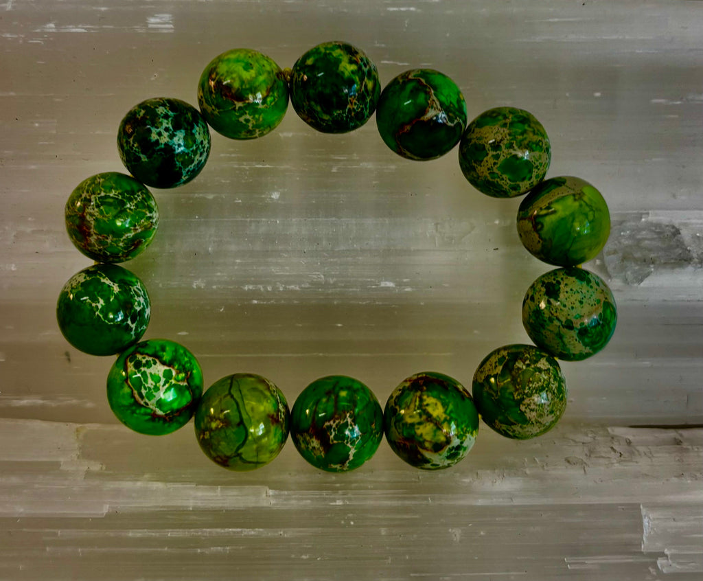 Vibrant Earth – Sea Sediment Jasper Statement Bracelet (14mm)