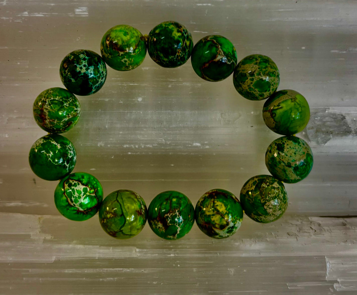 Vibrant Earth – Sea Sediment Jasper Statement Bracelet (14mm)