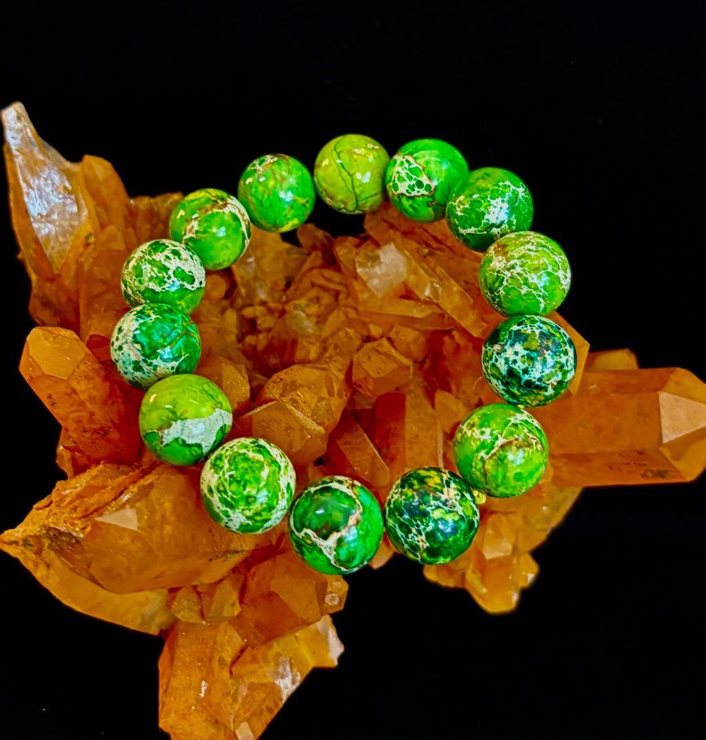 Vibrant Earth – Sea Sediment Jasper Statement Bracelet (14mm)