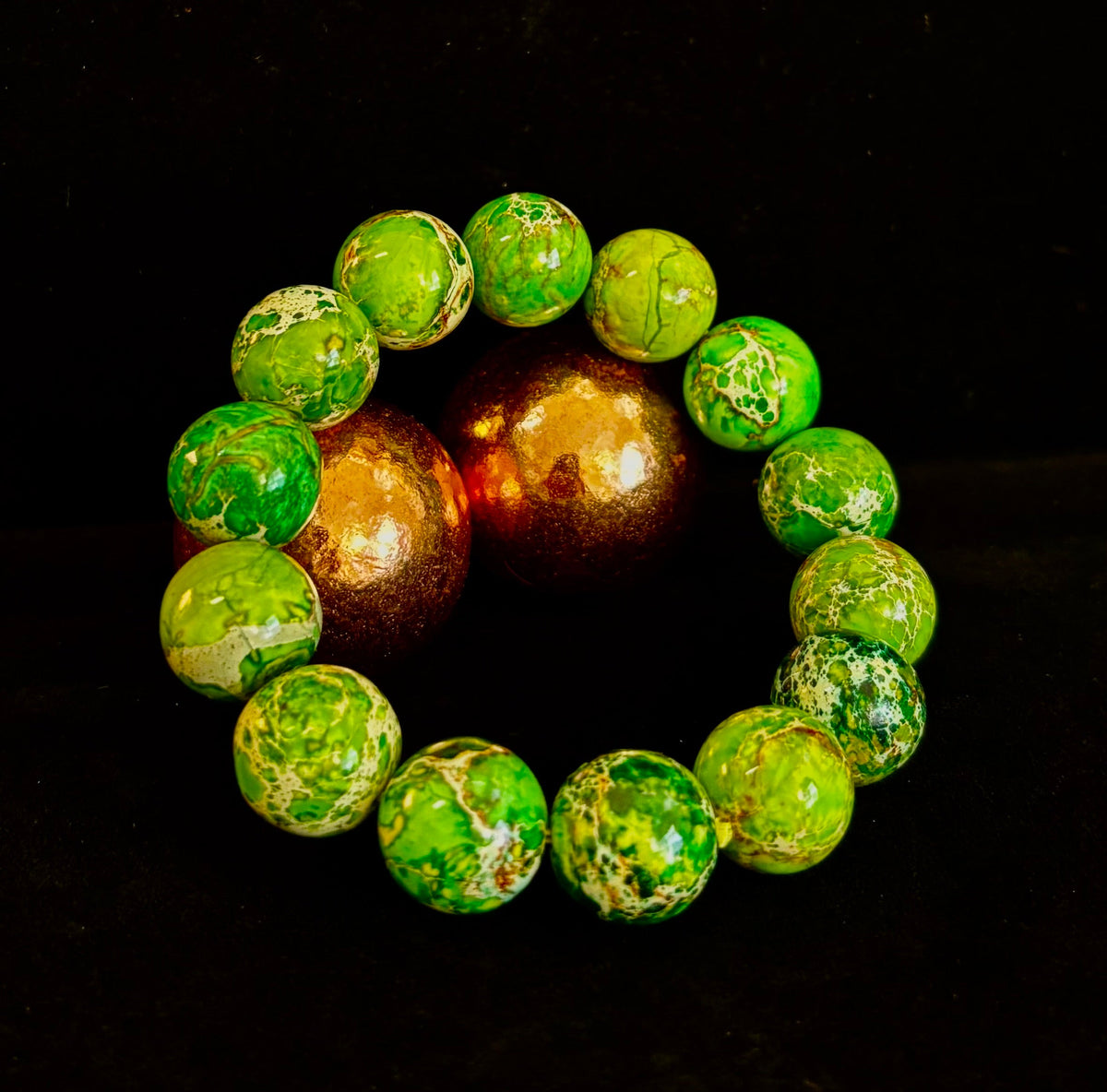 Vibrant Earth – Sea Sediment Jasper Statement Bracelet (14mm)