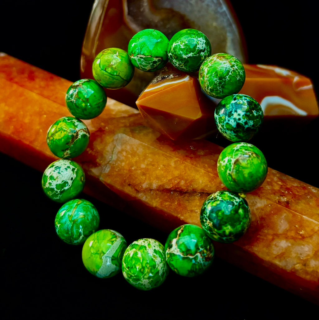 Vibrant Earth – Sea Sediment Jasper Statement Bracelet (14mm)