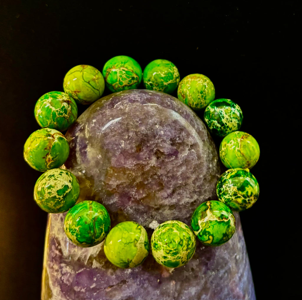 Vibrant Earth – Sea Sediment Jasper Statement Bracelet (14mm)