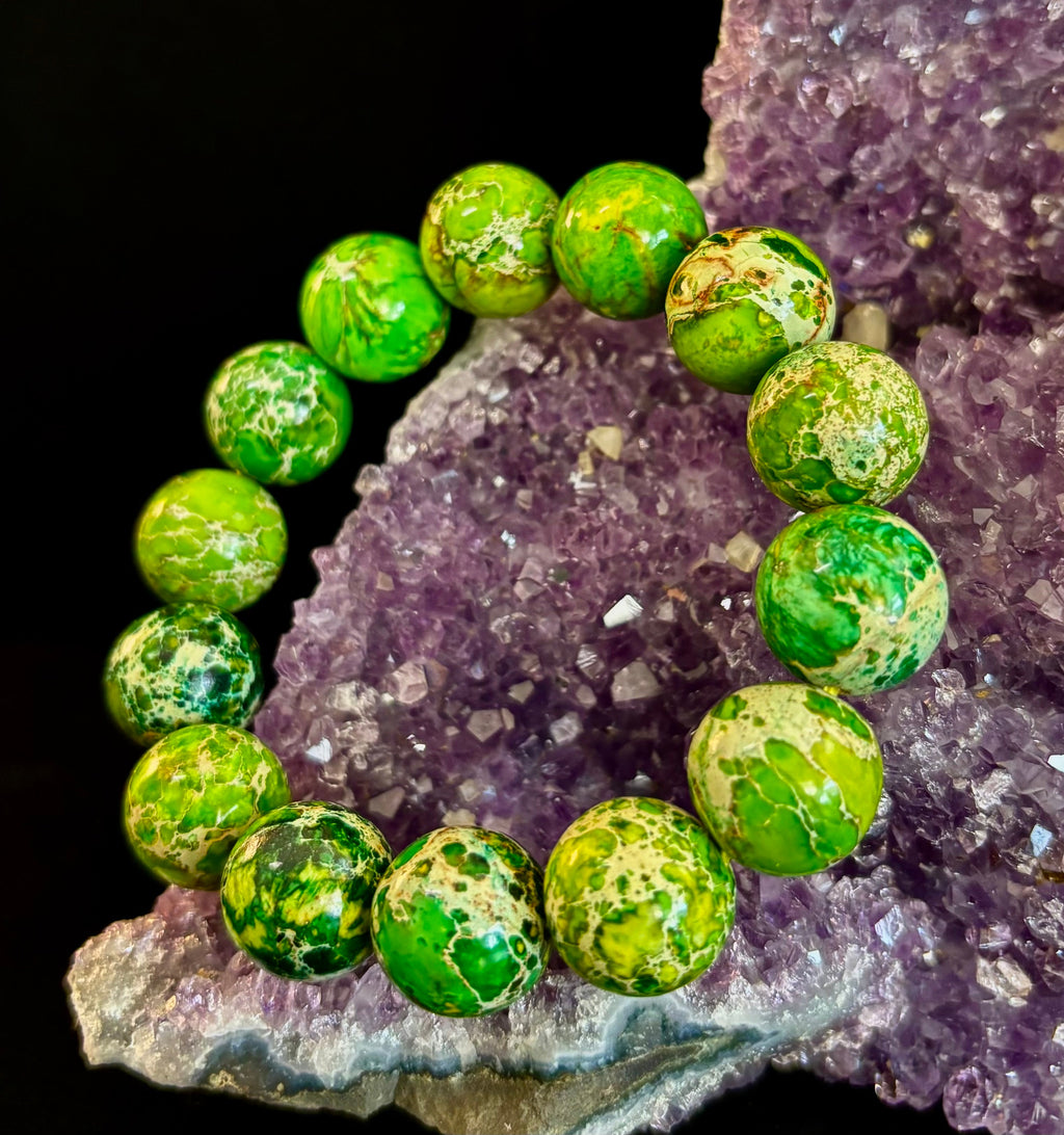 Vibrant Earth – Sea Sediment Jasper Statement Bracelet (14mm)