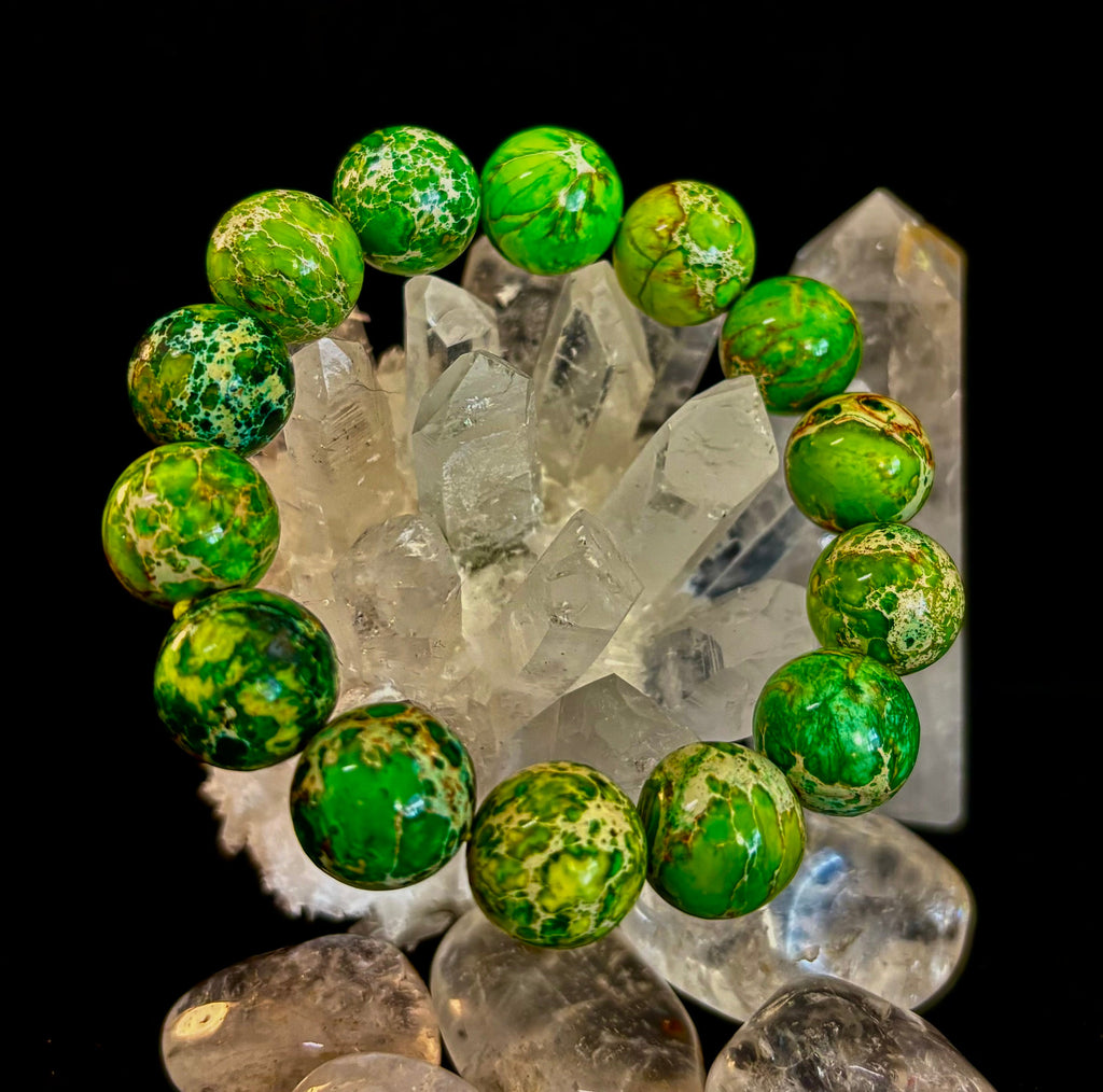 Vibrant Earth – Sea Sediment Jasper Statement Bracelet (14mm)