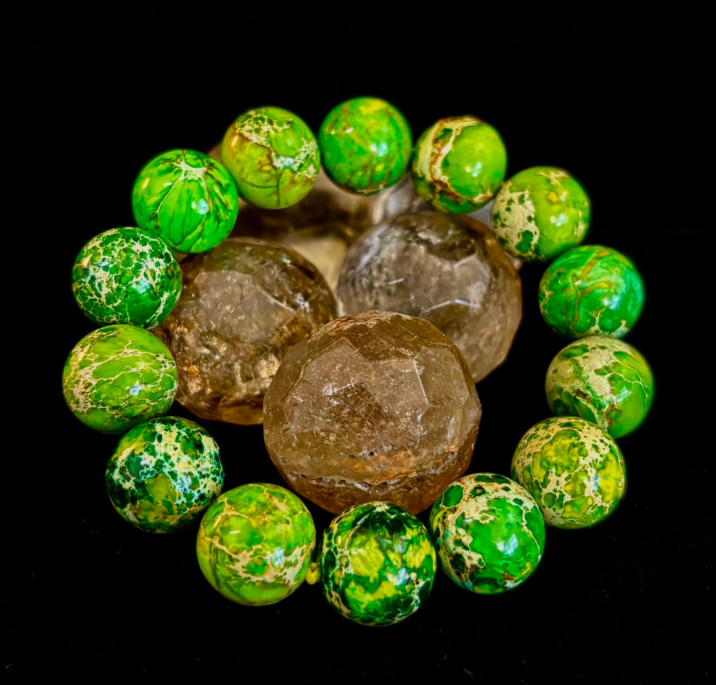 Vibrant Earth – Sea Sediment Jasper Statement Bracelet (14mm)