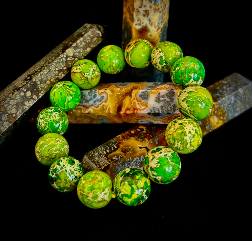 Vibrant Earth – Sea Sediment Jasper Statement Bracelet (14mm)