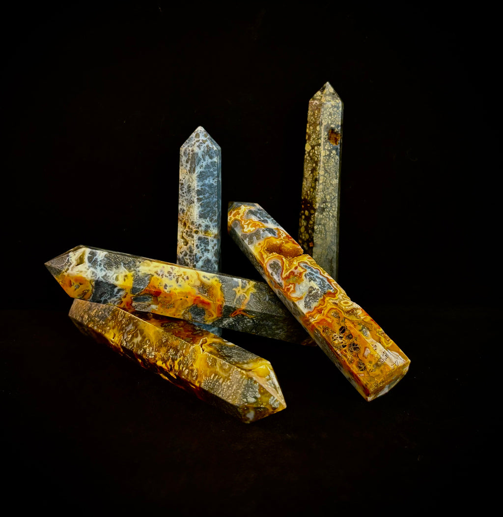 Marcasite Crystal Obelisk Mini-Tower – Soul Attraction & Metallic Focus (3"–4")