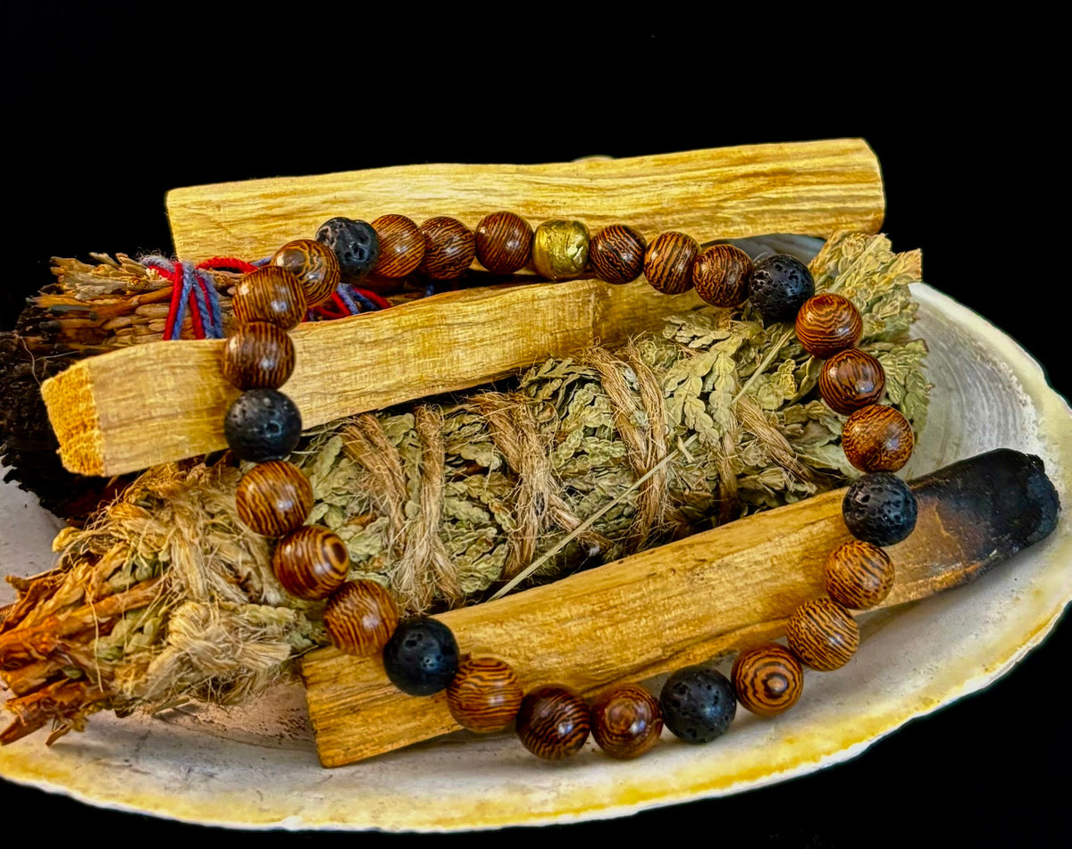 The Global Artisan Collection – Natural Wood & Artisan Metal Men’s Bracelets (8mm / 8" Wrist)
