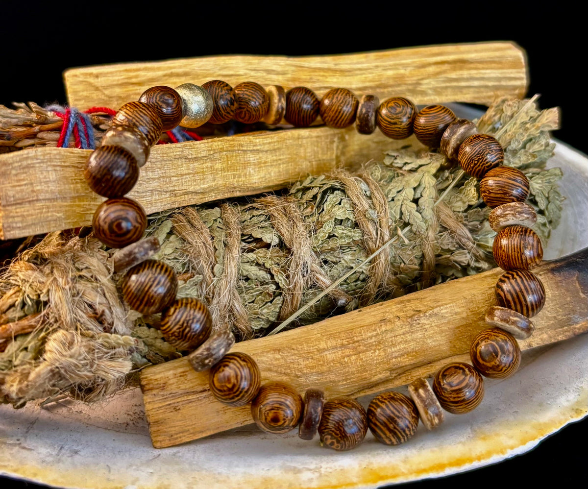 The Global Artisan Collection – Natural Wood & Artisan Metal Men’s Bracelets (8mm / 8" Wrist)