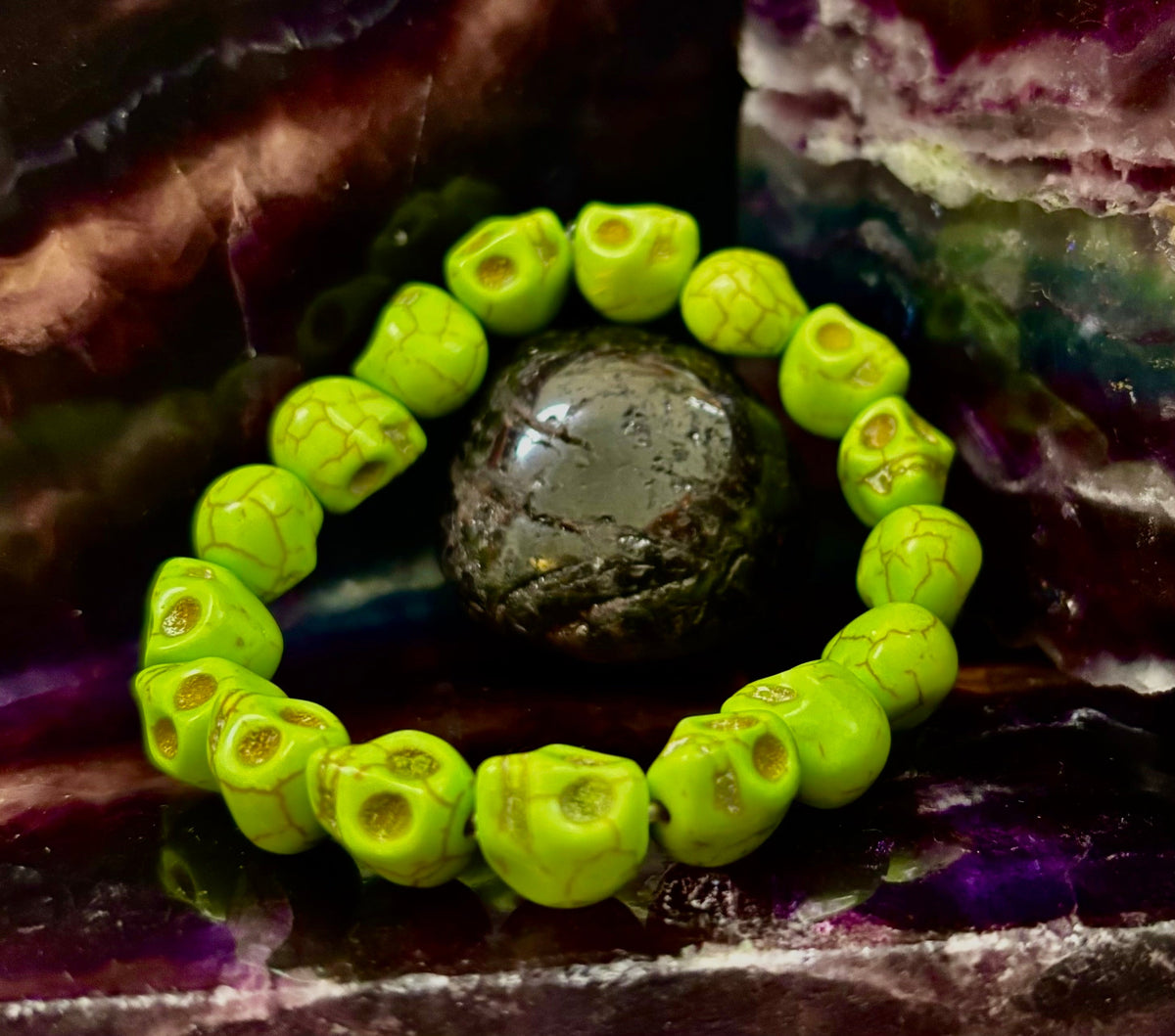 Neon Calavera Stretch Bracelet - Transformation & Living Fully