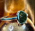 Cosmic Transformation: Raw Moldavite Ring in .925 Sterling Silver
