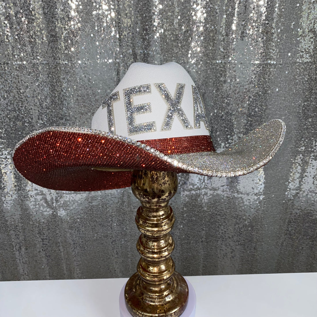 Texas Longhorns sporty western hat in burnt orange, white, and silver