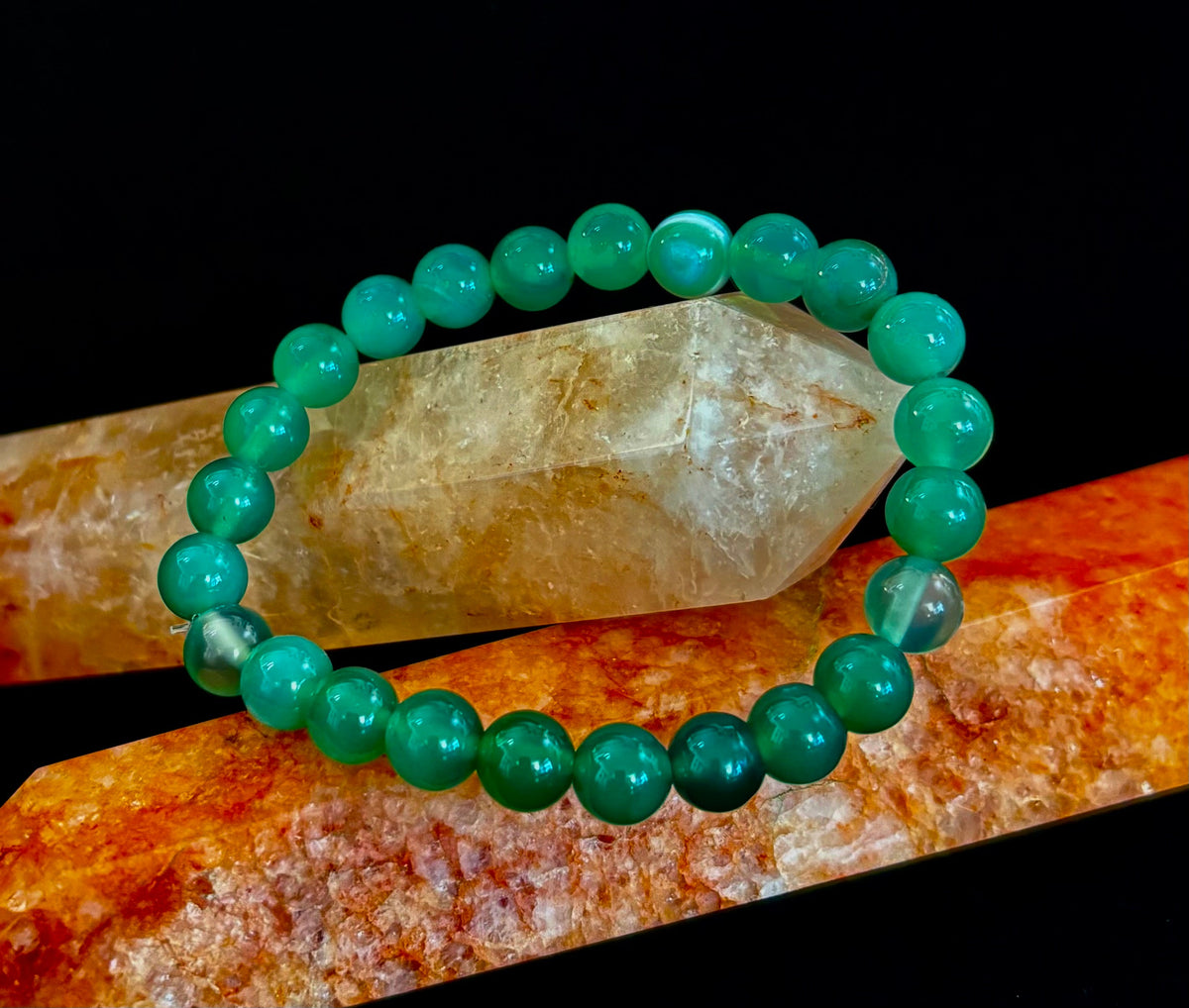 Yuletide Harmony Banded Agate Bracelet