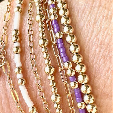 14K Gold Filled and Purple Color Seed Bead