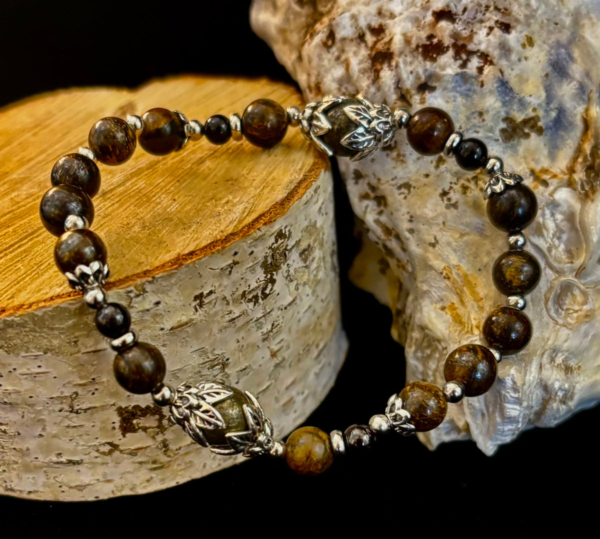 "Stay in My Power" Pyrite, Bronzite & Garnet Bracelet (Small Wrists)
