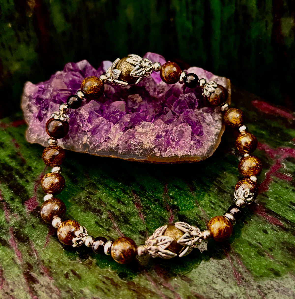 "Stay in My Power" Pyrite, Bronzite & Garnet Bracelet (Small Wrists)