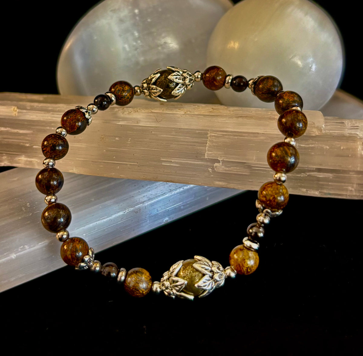 "Stay in My Power" Pyrite, Bronzite & Garnet Bracelet (Small Wrists)