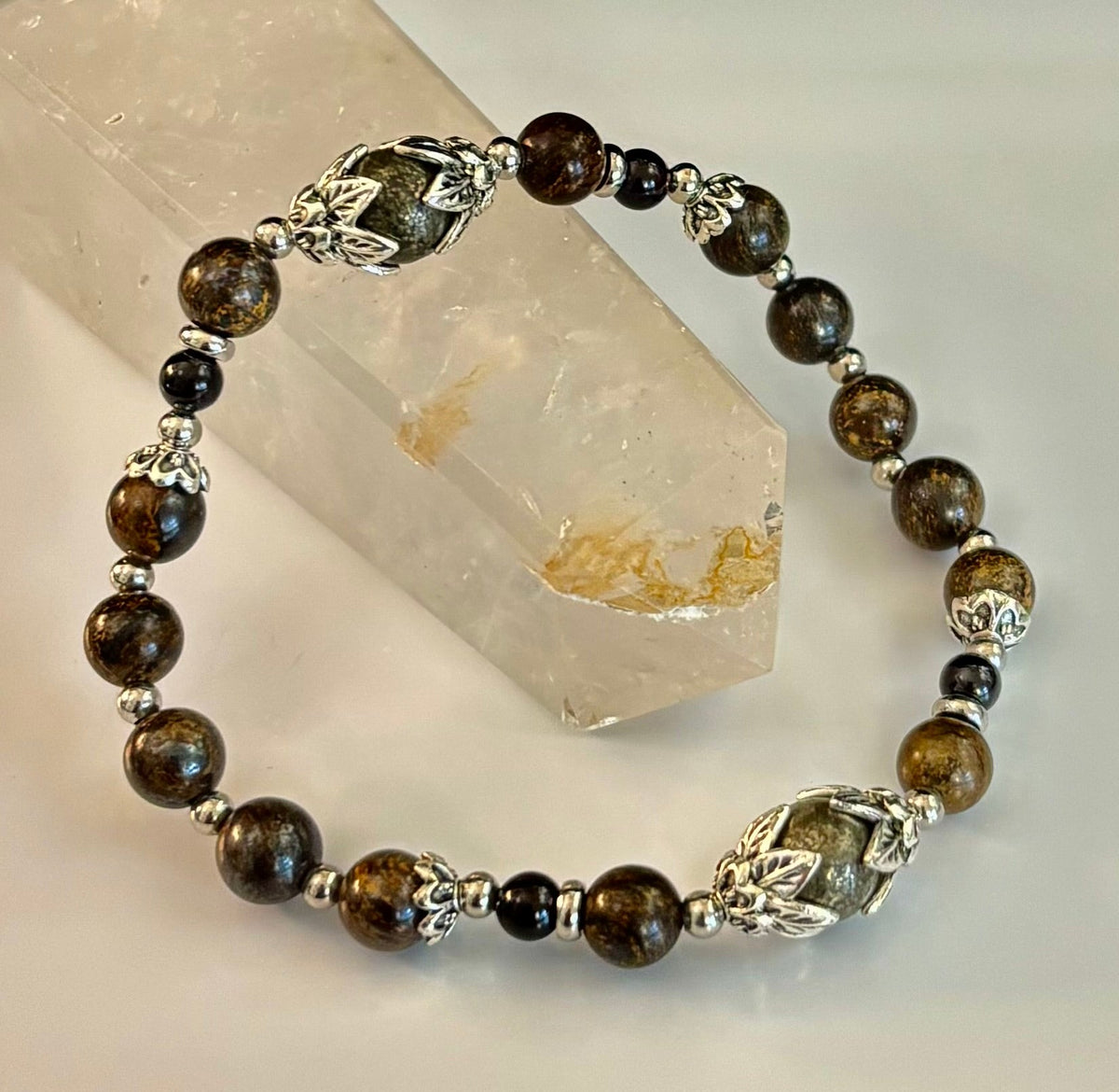 "Stay in My Power" Pyrite, Bronzite & Garnet Bracelet (Small Wrists)