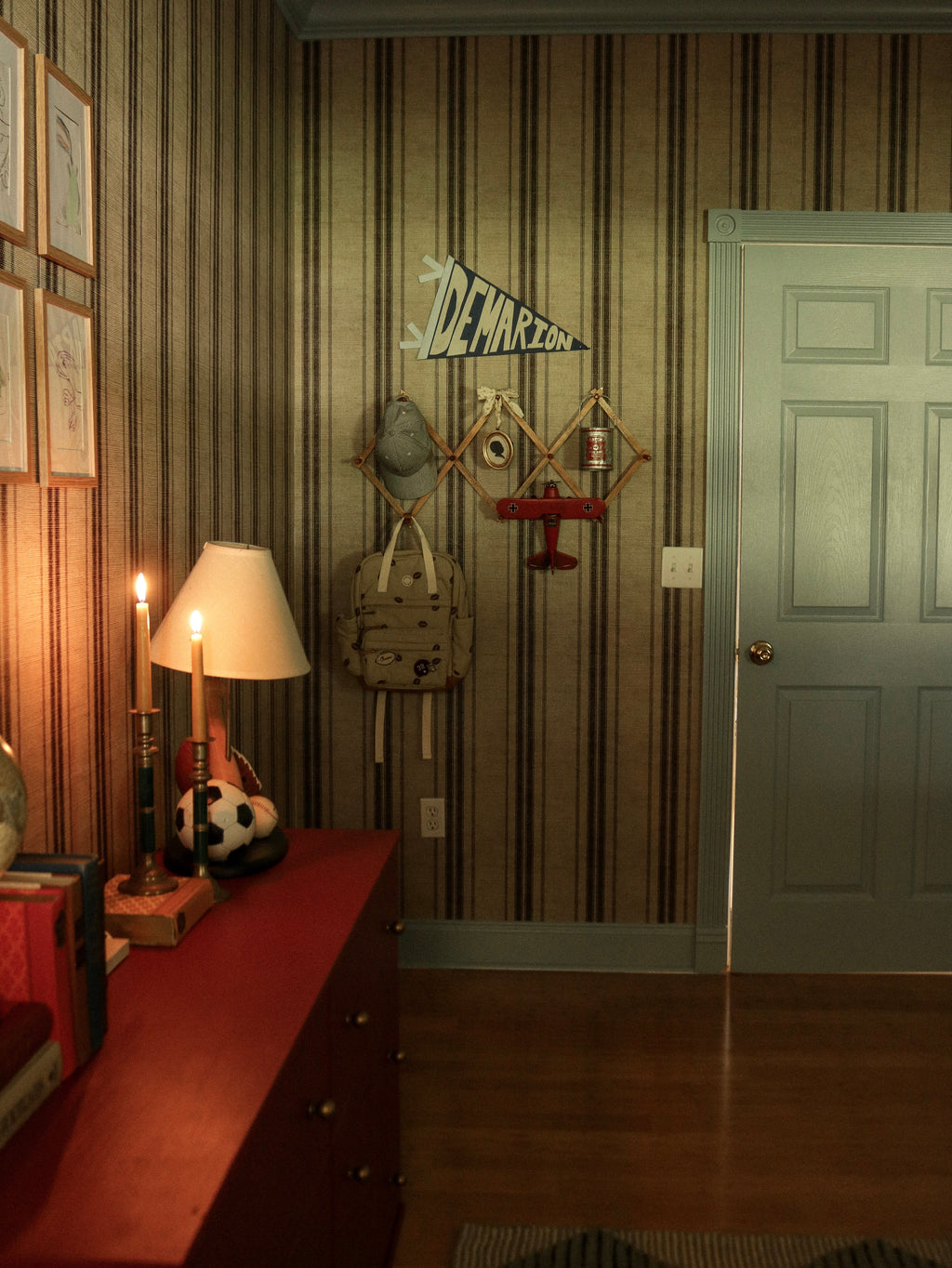 Carter Striped Removable Wallpaper in Beige and Dark Brown