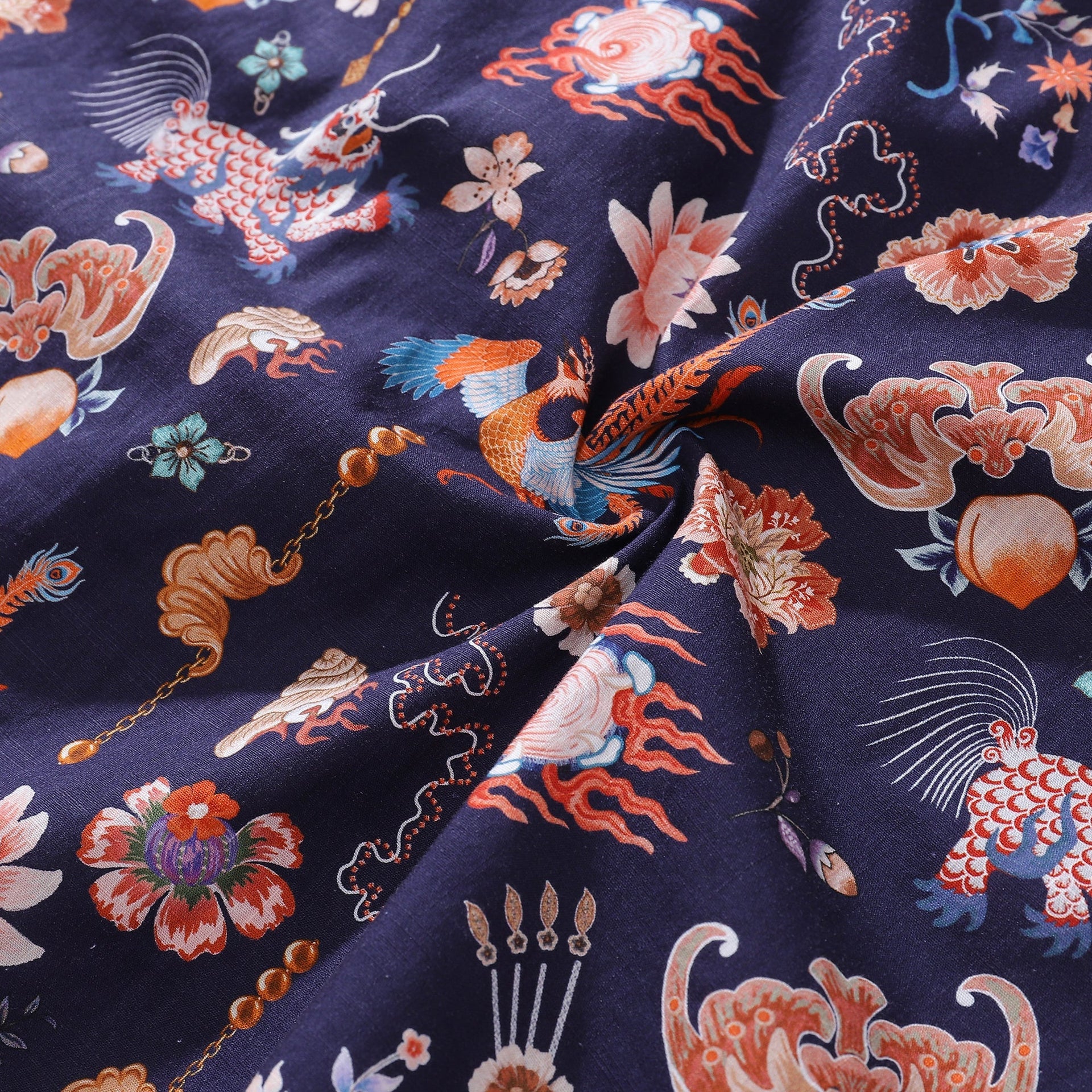 Men's Cotton Hawaiian Camp Collar Shirt with Chinese Elements