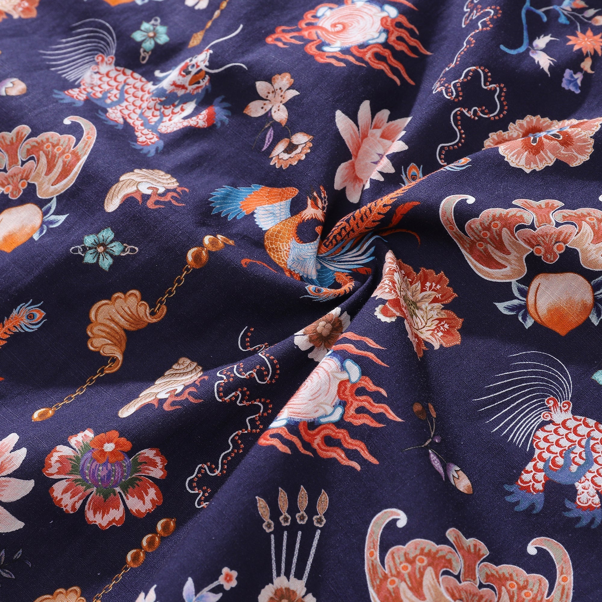 Men's Cotton Hawaiian Camp Collar Shirt with Chinese Elements